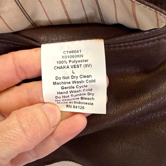 Men's Brown Faux Leather Vest Chaka Vest L Lined Western Steampunk - Picture 8 of 8